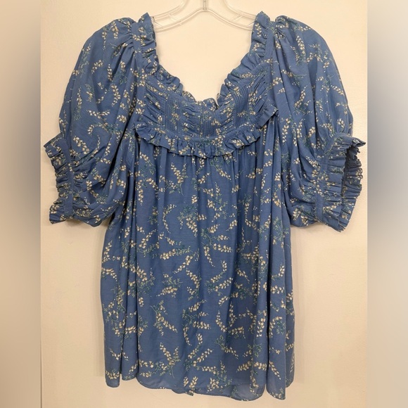 Doen Farley Short Sleeve Top Lapis Bluebell Ballad Size Medium - Picture 4 of 10